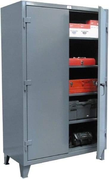 Strong Hold - 4 Shelf 6 Bin Locking Storage Cabinet - Steel, 60" Wide x 24" Deep x 72" High, Dark Gray - Eagle Tool & Supply
