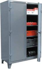 Strong Hold - 4 Shelf 6 Bin Locking Storage Cabinet - Steel, 60" Wide x 24" Deep x 72" High, Dark Gray - Eagle Tool & Supply