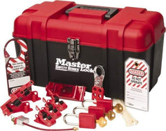Master Lock - 13 Piece Electrical Lockout Kit - 1-1/2 Inch Vertical Shackle Clearance, 1/4 Inch Shackle Diameter, Keyed Alike Comes in Tool Box - Eagle Tool & Supply