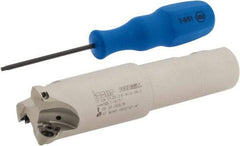 Iscar - 1-1/4" Cut Diam, 0.06" Max Depth, 1" Shank Diam, Weldon Shank Indexable High-Feed End Mill - Screw Holding Method, FF WOMT/WOCT, FF WOMW Insert, FF EW Toolholder, Through Coolant - Eagle Tool & Supply