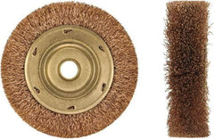 Ampco - 6" OD, 3/4" Arbor Hole, Crimped Phosphorus Bronze Alloy Wheel Brush - 1" Face Width, 1-1/8" Trim Length, 0.014" Filament Diam, 6,000 RPM - Eagle Tool & Supply