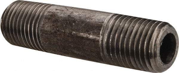 Value Collection - Schedule 80, 1/4" Diam x 2" Long Black Pipe Nipple - Threaded - Eagle Tool & Supply