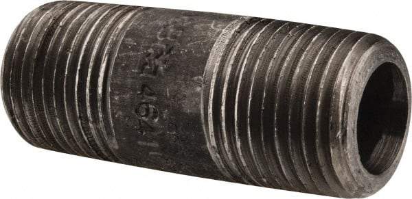 Value Collection - Schedule 80, 1/2" Diam x 2" Long Black Pipe Nipple - Threaded - Eagle Tool & Supply