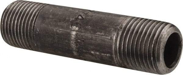 Value Collection - Schedule 80, 1/2" Diam x 3" Long Black Pipe Nipple - Threaded - Eagle Tool & Supply