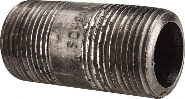 Value Collection - Schedule 80, 3/4" Diam x 2" Long Black Pipe Nipple - Threaded - Eagle Tool & Supply