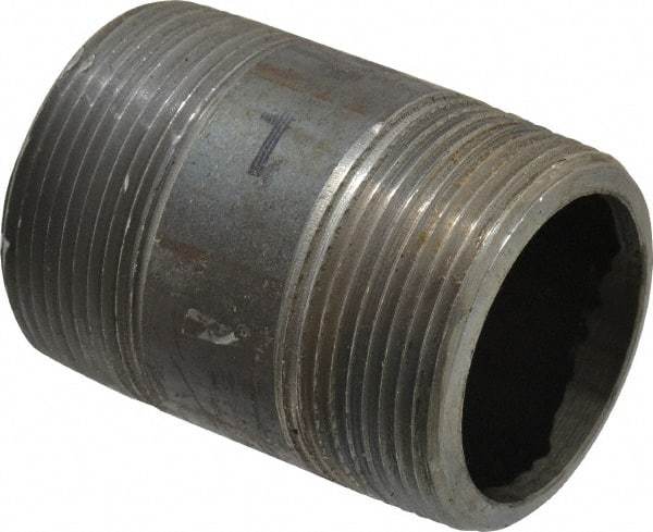 Value Collection - Schedule 80, 1-1/2" Diam x 2-1/2" Long Black Pipe Nipple - Threaded - Eagle Tool & Supply