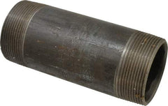 Value Collection - Schedule 80, 3" Diam x 8" Long Black Pipe Nipple - Threaded - Eagle Tool & Supply