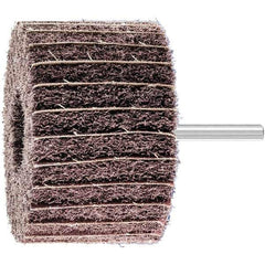 PFERD - 3" Diam x 2" Face Width, Aluminum Oxide Nonwoven Mounted Flap Wheel - 1/4" Shank Mount, 100 Grit, 7,500 Max RPM - Eagle Tool & Supply