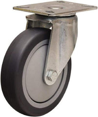 Hamilton - 5" Diam x 1-3/8" Wide x 6-1/16" OAH Top Plate Mount Swivel Caster - Rubber Mold on Polyolefin, 275 Lb Capacity, Precision Ball Bearing, 3-1/8 x 4-1/8" Plate - Eagle Tool & Supply
