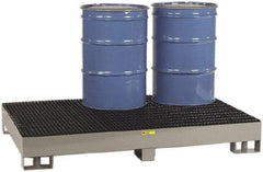 Little Giant - 99 Gal Sump, 6,000 Lb Capacity, 6 Drum, Steel Spill Deck or Pallet - 51" Long x 76" Wide x 10-1/2" High, Gray and Black, Liftable Fork, Vertical, 2 x 3 Drum Configuration - Eagle Tool & Supply