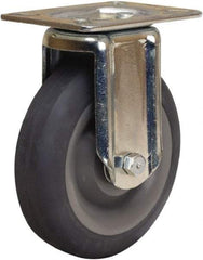 Hamilton - 5" Diam x 1-3/8" Wide x 6-1/16" OAH Top Plate Mount Rigid Caster - Rubber Mold on Polyolefin, 275 Lb Capacity, Precision Ball Bearing, 3-1/8 x 4-1/8" Plate - Eagle Tool & Supply