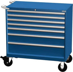 LISTA - 7 Drawer 440 Lb Capacity Steel Tool Roller Cabinet - 40-1/4" Wide x 41-1/2" High x 22-1/2" Deep, Roller Bearing Drawer Slides, Blue - Eagle Tool & Supply
