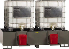 Little Giant - 400 Gallon Steel IBC Sump - 99 Inch Long x 51 Inch Wide x 23 Inch High, 2 Totes, 10,000 Lbs. Load Capacity, Include (2) Removable Pail Holder Shelves - Eagle Tool & Supply