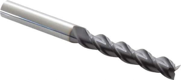 ProMax - 3/8", 2" LOC, 3/8" Shank Diam, 4" OAL, 3 Flute, Solid Carbide Square End Mill - Single End, AlTiN Finish, Spiral Flute, 40° Helix, Centercutting, Right Hand Cut, Right Hand Flute, Series 109 - Eagle Tool & Supply