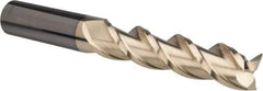 ProMax - 3/4", 3-1/4" LOC, 3/4" Shank Diam, 6" OAL, 3 Flute, Solid Carbide Square End Mill - Single End, ZrN Finish, Spiral Flute, 40° Helix, Centercutting, Right Hand Cut, Right Hand Flute, Series 109 - Eagle Tool & Supply