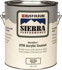 Rust-Oleum - 1 Gal Safety Yellow Semi Gloss Finish Acrylic Enamel Paint - Interior/Exterior, Direct to Metal, <0 gL VOC Compliance - Eagle Tool & Supply
