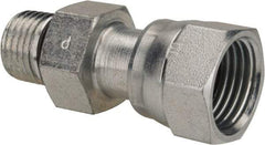 Parker - 3/8" OD, Steel Straight Thread Swivel Connector - 9,200 Max Working psi, 3/4" Hex, O-Ring Face Seal/SAE-ORB Ends - Eagle Tool & Supply
