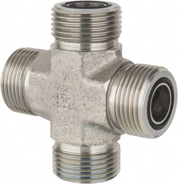 Parker - 3/4" OD, Steel Union Cross - 6,000 Max Working psi, 1-3/16" Hex, O-ring Face Seal Ends - Eagle Tool & Supply