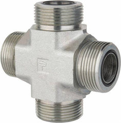 Parker - 1" OD, Steel Union Cross - 6,000 Max Working psi, 1-5/8" Hex, O-ring Face Seal Ends - Eagle Tool & Supply