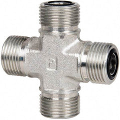 Parker - 1/2" OD, Steel Union Cross - 9,200 Max Working psi, 3/4" Hex, O-ring Face Seal Ends - Eagle Tool & Supply