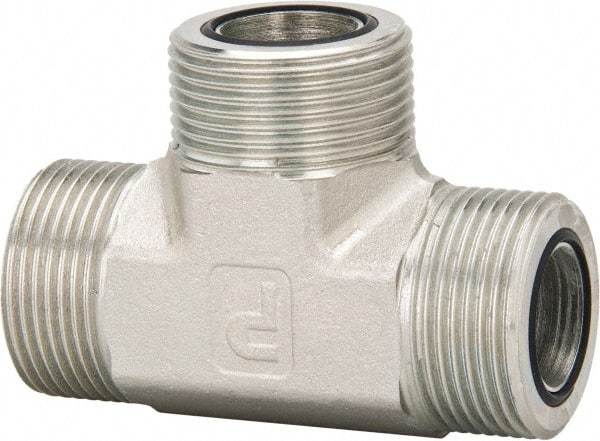 Parker - 1" OD, Steel Union Tee - 6,000 Max Working psi, 1-7/16" Hex, O-ring Face Seal Ends - Eagle Tool & Supply