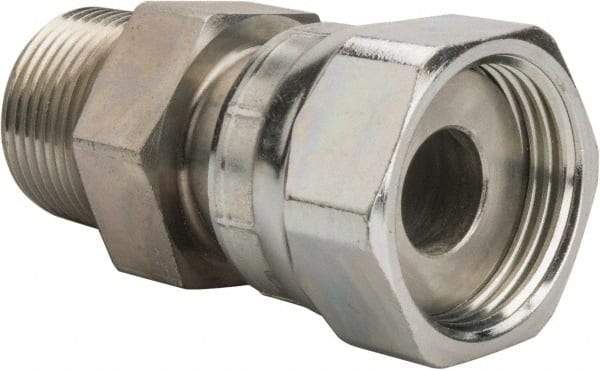 Parker - 3/4" OD, Steel Pipe Thread Swivel Connector - 5,500 Max Working psi, 1-1/4" Hex, O-Ring Face Seal/NPTF Ends - Eagle Tool & Supply