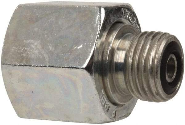 Parker - 1/2 x 1/4" OD, Steel Tube End Reducer - 9,200 Max Working psi, O-ring Face Seal Ends - Eagle Tool & Supply