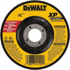 DeWALT - 24 Grit, 5" Wheel Diam, 1/4" Wheel Thickness, 7/8" Arbor Hole, Type 27 Depressed Center Wheel - Zirconia Alumina, Resinoid Bond, 12,200 Max RPM, Compatible with Angle Grinder - Eagle Tool & Supply