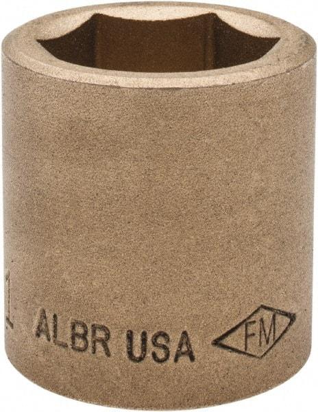 Ampco - 1", 1/2" Drive, Standard Hand Socket - 6 Points, 1-1/2" OAL, Aluminum Bronze - Eagle Tool & Supply