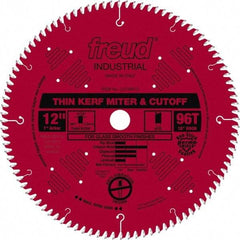 Freud - 12" Diam, 1" Arbor Hole Diam, 96 Tooth Wet & Dry Cut Saw Blade - Carbide-Tipped, Standard Round Arbor - Eagle Tool & Supply