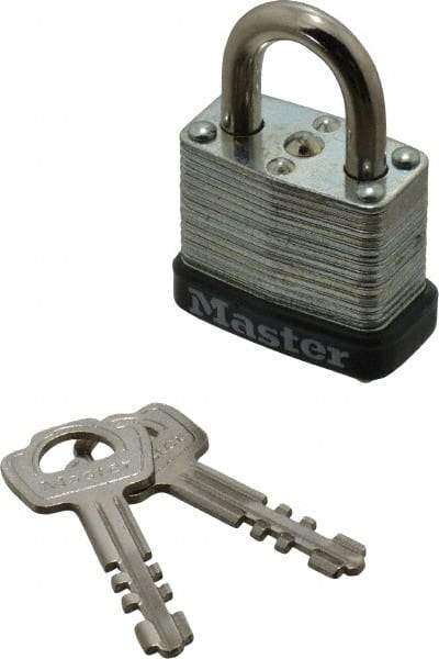 Master Lock - 1/2" Shackle Clearance, Keyed Alike Warded Cylinder Padlock - 3/16" Shackle Diam, Steel - Eagle Tool & Supply