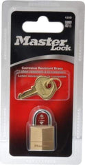 Master Lock - 7/16" Shackle Clearance, Keyed Different Solid Brasss Padlock - 5/32" Shackle Diam, Solid Brass - Eagle Tool & Supply