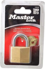 Master Lock - 7/8" Shackle Clearance, Keyed Alike Solid Brasss Padlock - 1/4" Shackle Diam, Solid Brass - Eagle Tool & Supply