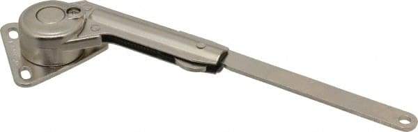Sugatsune - 8-1/2" OAL x 7/8" Wide, 60 Lb/Inch Capacity, Adjustable Soft Down Stay - Left Side, 5mm Mounting Hole Diam, 105° Max Opening, Nickel Plated Steel & Zinc Alloy - Eagle Tool & Supply