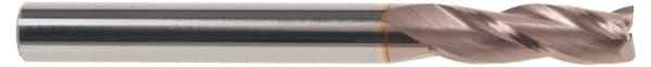 SGS - 1/2", 1" LOC, 1/2" Shank Diam, 3" OAL, 3 Flute, Solid Carbide Square End Mill - Single End, TiCN Finish, Spiral Flute, 30° Helix, Centercutting, Right Hand Cut, Right Hand Flute, Series 5 - Eagle Tool & Supply