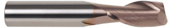 SGS - 15/32", 1" LOC, 1/2" Shank Diam, 3" OAL, 2 Flute, Solid Carbide Square End Mill - Single End, TiCN Finish, Spiral Flute, 30° Helix, Centercutting, Right Hand Cut, Right Hand Flute, Series 3 - Eagle Tool & Supply