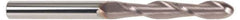 SGS - 1/2" Diam, 3" LOC, 2 Flute Solid Carbide Ball End Mill - TiCN Finish, Single End, 6" OAL, 1/2" Shank Diam, Spiral Flute - Eagle Tool & Supply