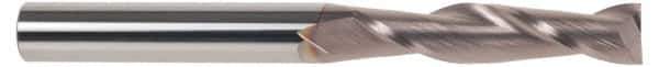 SGS - 5/8", 2-1/4" LOC, 5/8" Shank Diam, 5" OAL, 2 Flute, Solid Carbide Square End Mill - Single End, TiCN Finish, Spiral Flute, 30° Helix, Centercutting, Right Hand Cut, Right Hand Flute, Series 3L - Eagle Tool & Supply