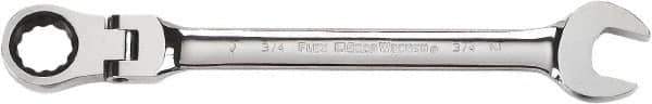 GearWrench - 5/8" 12 Point Flexhead Combination Wrench - Chrome Vanadium Steel, Full Polish Finish - Eagle Tool & Supply