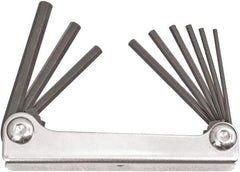 Bondhus - 9 Piece Fold-Up Hex Key Set - Hex Range 5/64 to 1/4", 6.63" OAL, Protanium High Torque Steel - Eagle Tool & Supply