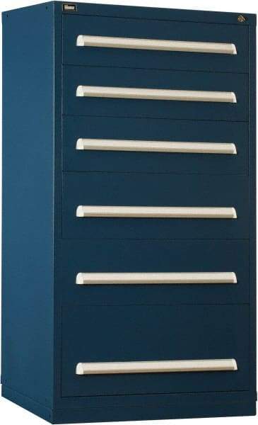 Vidmar - 6 Drawer, Modular Storage Cabinet - Steel, 30" Wide x 27-3/4" Deep x 59" High, Dark Blue - Eagle Tool & Supply