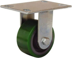 Hamilton - 4" Diam x 2" Wide x 5-5/8" OAH Top Plate Mount Rigid Caster - Polyurethane Mold onto Cast Iron Center, 750 Lb Capacity, Sealed Precision Ball Bearing, 4-1/2 x 6-1/4" Plate - Eagle Tool & Supply