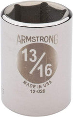 Armstrong - 13/16", 1/2" Drive, Standard Hand Socket - 6 Points, 1-29/64" OAL - Eagle Tool & Supply