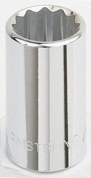 Armstrong - 1/2" Drive, Standard Hand Socket - 12 Points, 1-15/32" OAL, Chrome Finish - Eagle Tool & Supply