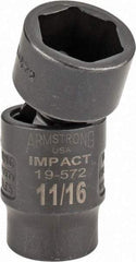 Armstrong - 3/8" Drive 11/16" Standard Universal Impact Socket - 6 Points, 2-11/32" OAL - Eagle Tool & Supply