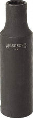 Armstrong - 9/16", 1/2" Drive, Deep Hand Socket - 12 Points, 3-13/64" OAL, Black Finish - Eagle Tool & Supply