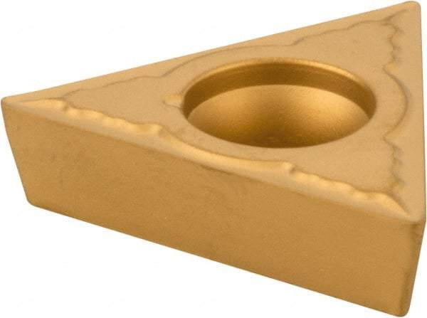 Interstate - TCMT32.51 IF Grade IG125T Carbide Turning Insert - TiN/Al2O3/TiCN Finish, 60° Triangle, 3/8" Inscr Circle, 5/32" Thick, 1/64" Corner Radius - Eagle Tool & Supply
