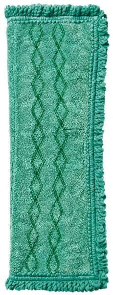 Rubbermaid - 19-1/2" Long x 14" Wide Microfiber Dust Mop Pad - Quick Connect, Green, Fringed Head - Eagle Tool & Supply