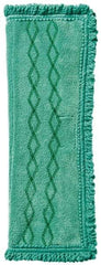 Rubbermaid - 19-1/2" Long x 14" Wide Microfiber Dust Mop Pad - Quick Connect, Green, Fringed Head - Eagle Tool & Supply