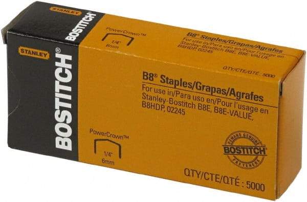 Stanley Bostitch - 1/4" Leg Length, Steel Standard Staples - 30 Sheet Capacity, For Use with Bostitch B8 Staplers - Eagle Tool & Supply